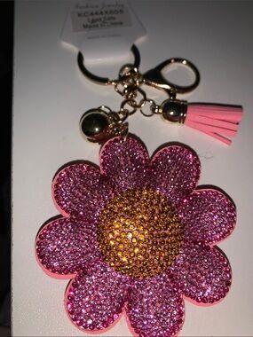 Crystal Daisy Flower bag charm Keychain